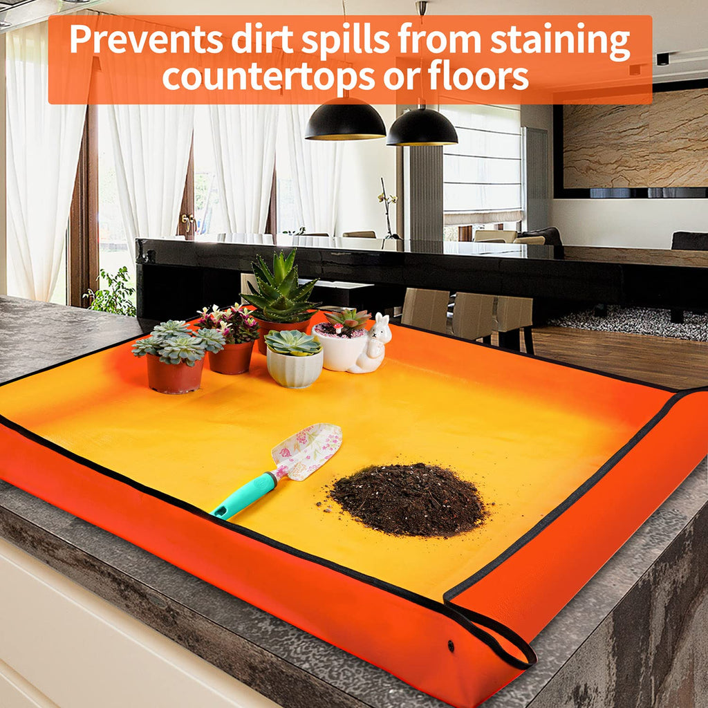 Repotting Mat for Indoor Plant Transplanting Control Mess, 26.8"X26.8" Waterproof Succulent Potting Mat Square Planting Tray Soil Change Mat Gardening Gifts for Plant Lovers