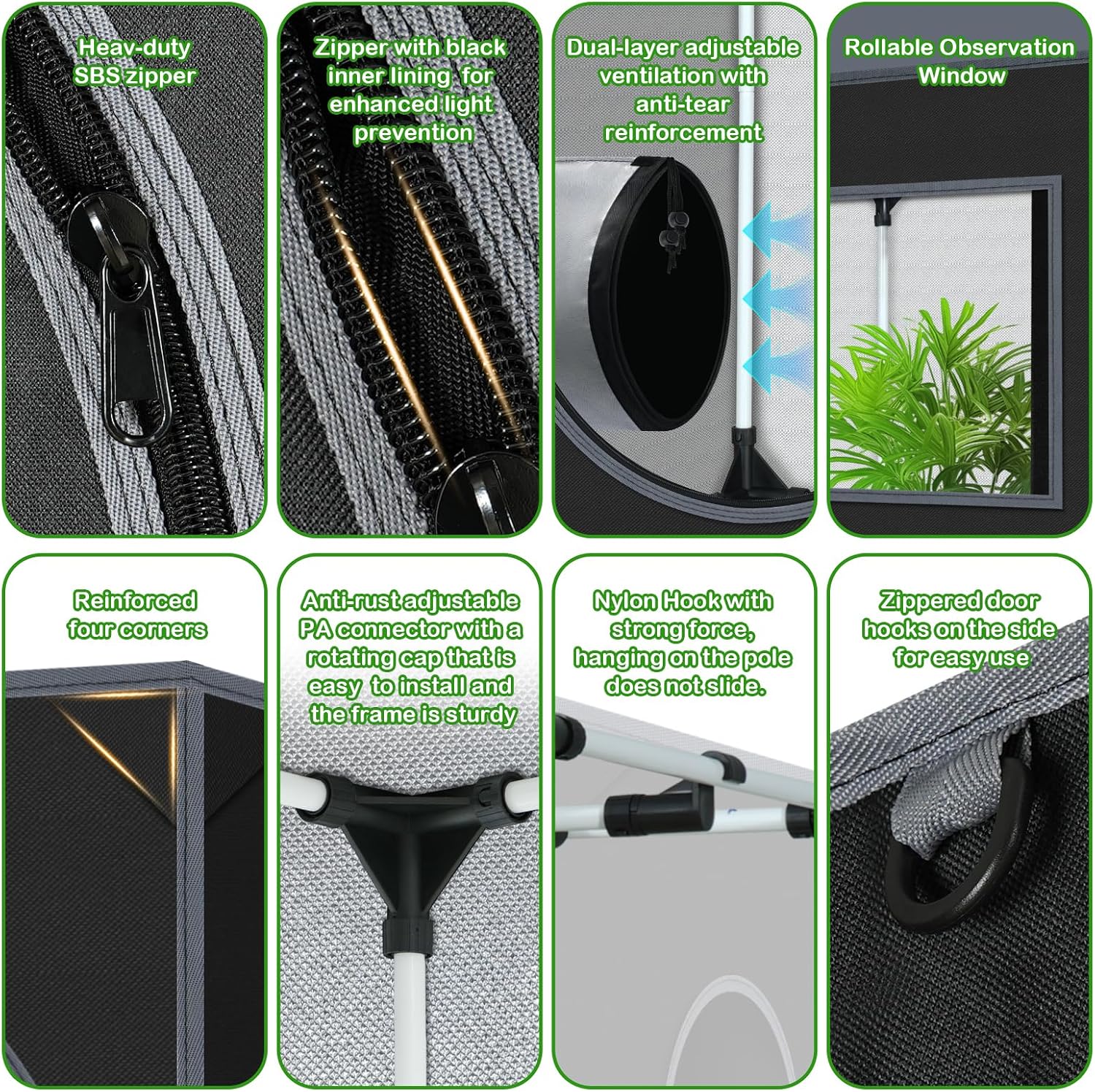 4x2 Grow Tent Plant Tent 600D Mylar Hydroponic 48"x24"x60" Grow Tent | 100% Reflective Mylar Interior, Easy-view Window,Heavy-Duty Zippers, Sturdy Frame,Removable Floor Tray for Indoor Plant