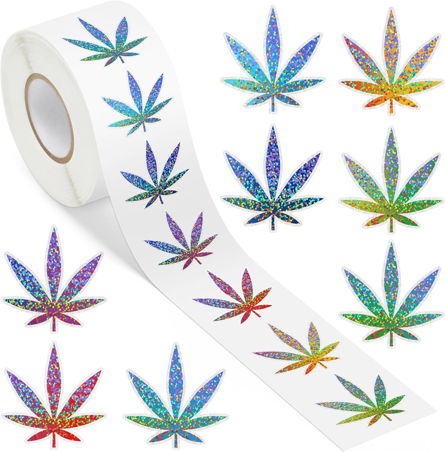 Weed Marijuana Stickers for Adult - 1 Roll 1000pcs Green Weed Decal Decorations, Cute Leaf Vinyl Sticker Label for Laptop Water Bottle Car Luggage Skateboard Party Decor Gift (Green)