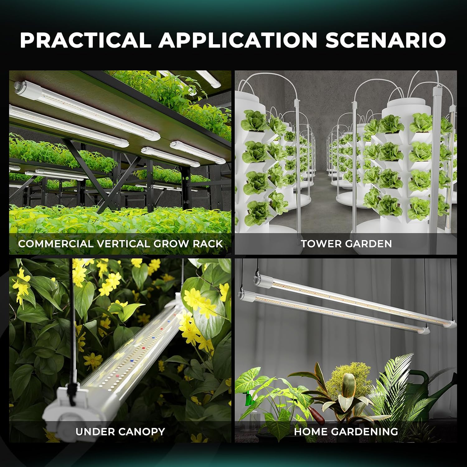 MARS HYDRO VG80 4ft LED Grow Light Full Spectrum IP65 | 2x4 Coverage, 5000K Seedling Spectrum, Daisy Chain Linkable, Plug & Play, 2-Pack 40W
