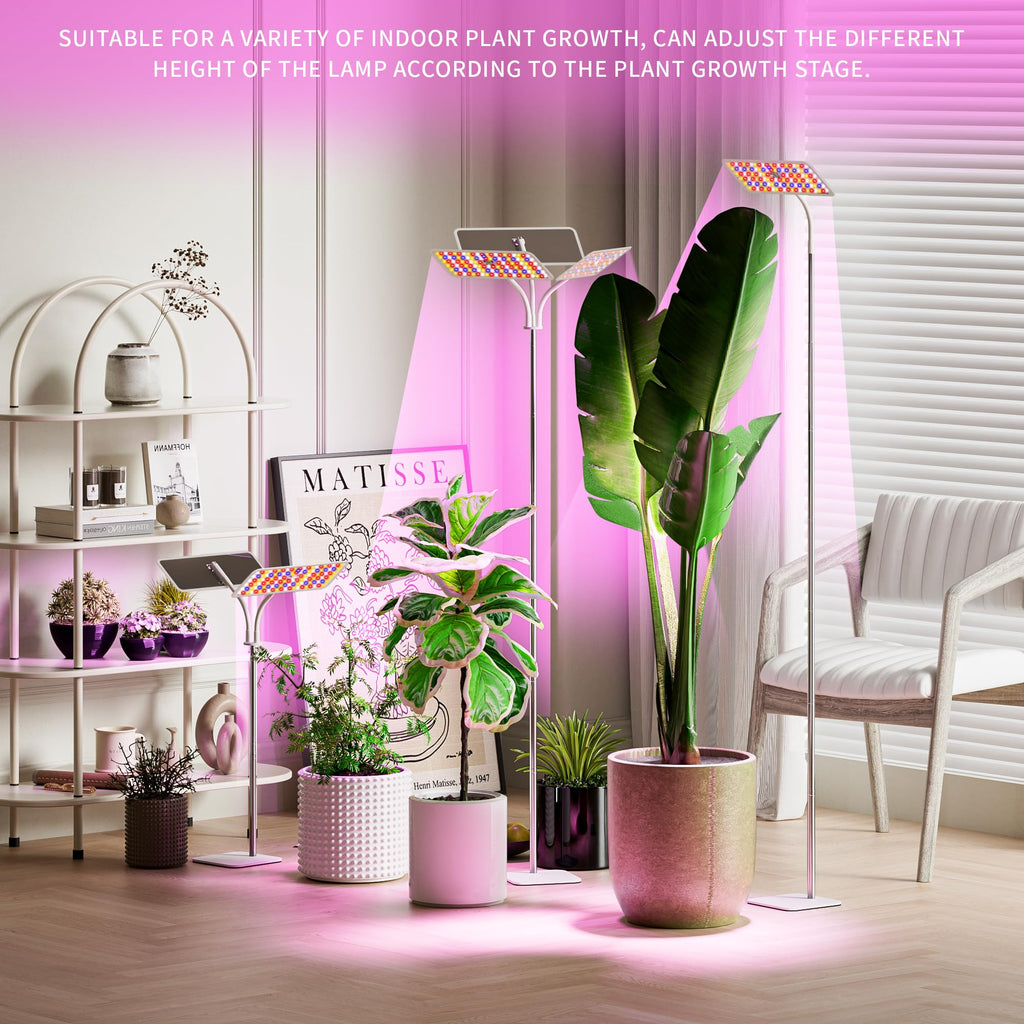 KINGPLUS Grow Lights with Stand, Full Spectrum Growing Light for Indoor Plants, 120 LEDs, 4 Dimmable Levels, Timer 4/8/12h, 12-60inches Height Adjustable,18w, Ideal for Desk Small Plants | 120 LEDs Full Spectrum Plants Growing Light, 12-60" Height Adjusta