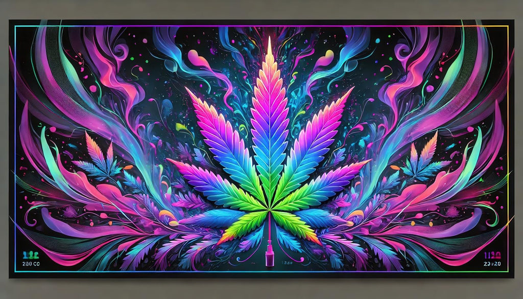BlissYard Blacklight Tapestry Cannabis Leaf Bedroom Decor 78 x 59 Inch | Cannabis Leaf UV Wall Hanging Smoking Neon Backdrop for Bedroom Party Dorm Style