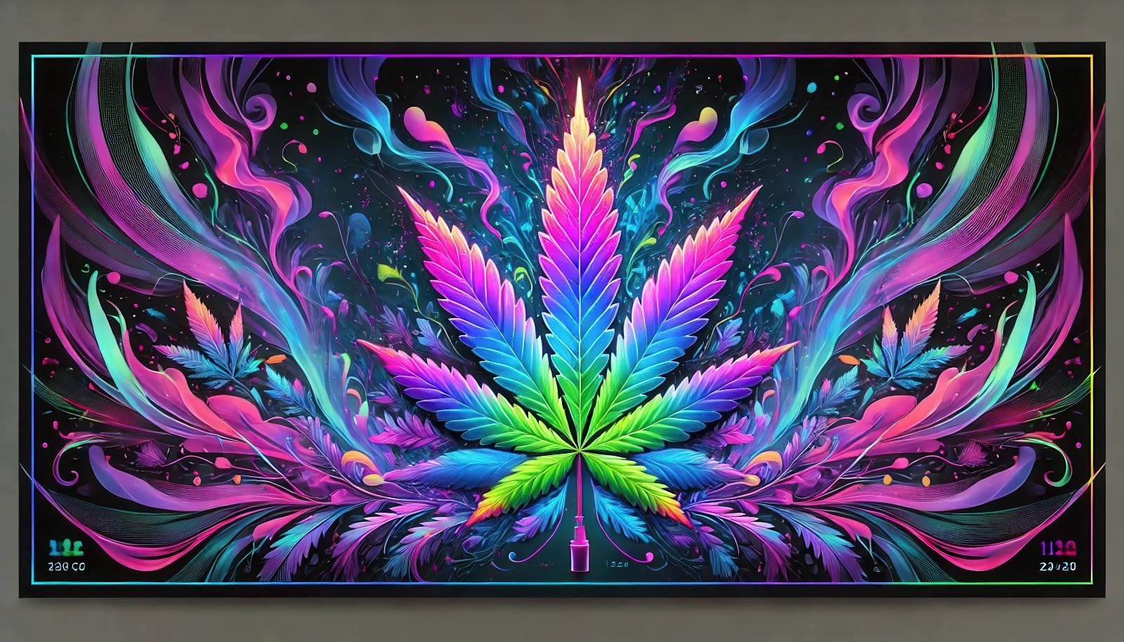 BlissYard Blacklight Tapestry Cannabis Leaf Bedroom Decor 78 x 59 Inch | Cannabis Leaf UV Wall Hanging Smoking Neon Backdrop for Bedroom Party Dorm Style