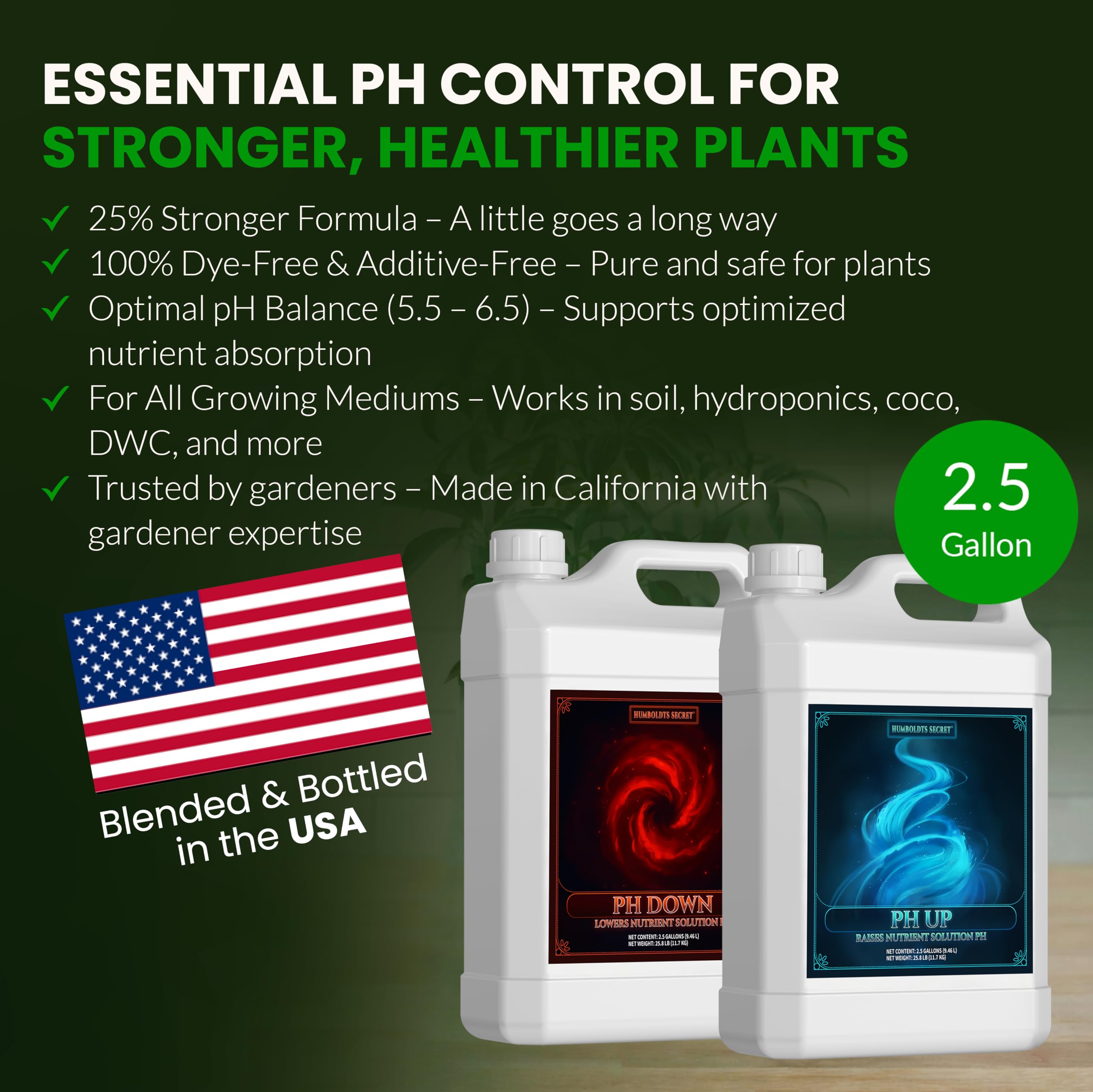 Humboldts Secret pH Up and pH Down Control Kit | Liquid Nutrient Solution Balancer for Plants | for Soil, Hydroponic, Coco, and DWC Systems | Supports Nutrient Absorption and Growth | 8 Ounce