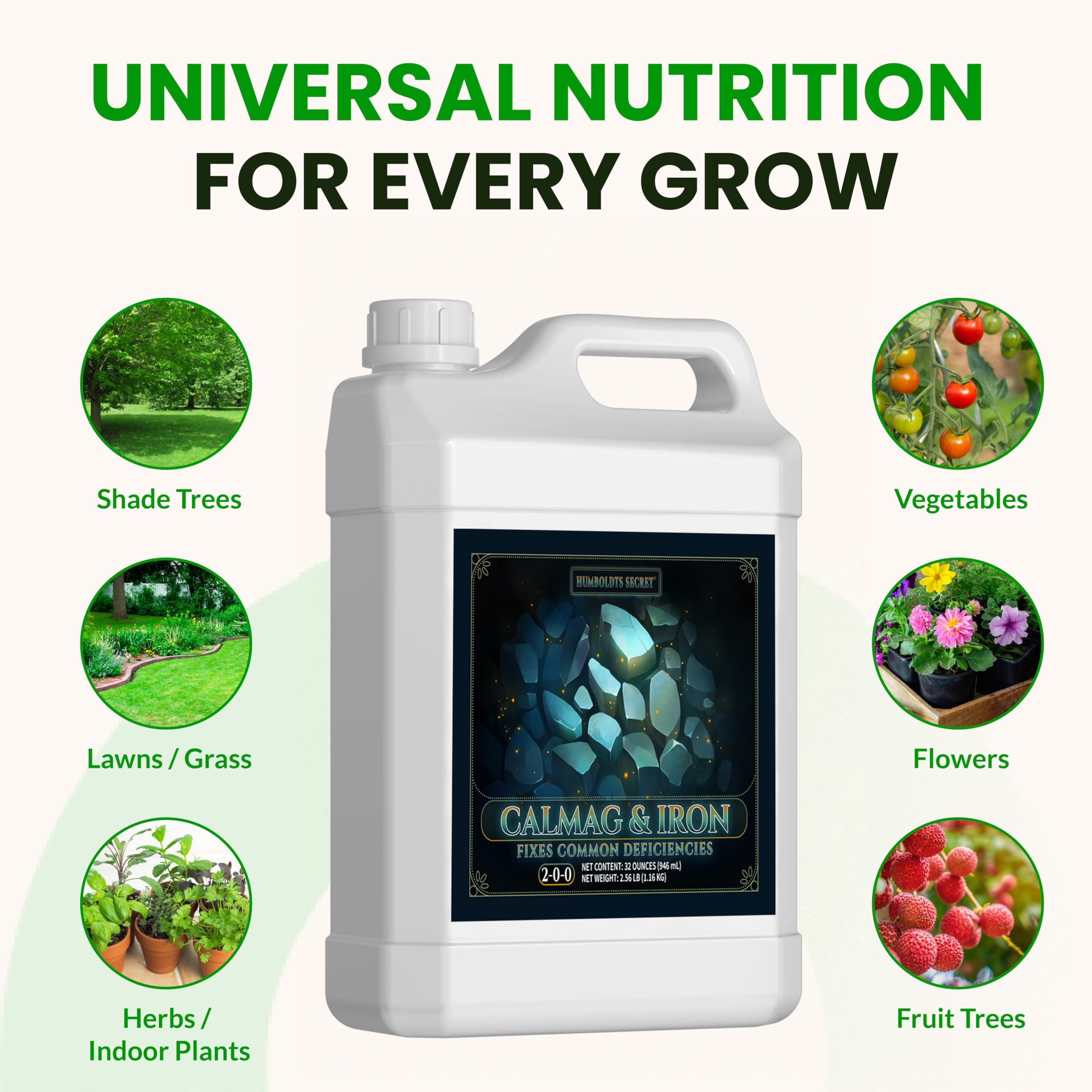 Humboldts Secret CalMag & Iron | Calcium, Magnesium & Chelated Iron Nutrient Fertilizer | Hydroponic Supplies for Vegetative & Flowering Growth in Soil, Coco, Hydroponics or RO Water | 8 Ounce