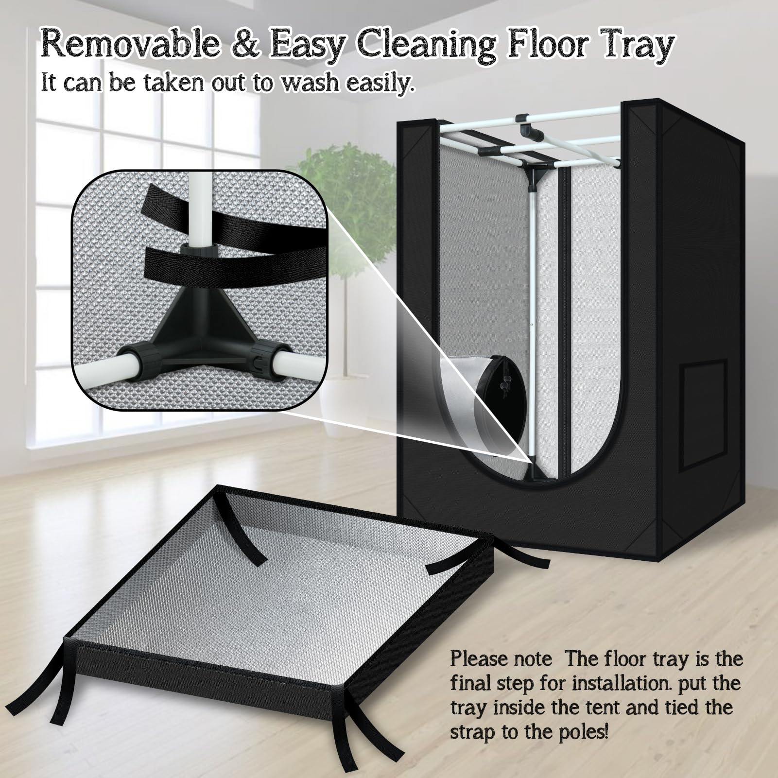 zazzy 3'X3' Grow Tent 32"x32"x63", High Reflective Mylar Growing Tent | Observation Window, Removable Floor Tray and Tool Bag for Planting Indoor Fruit Flower Veg