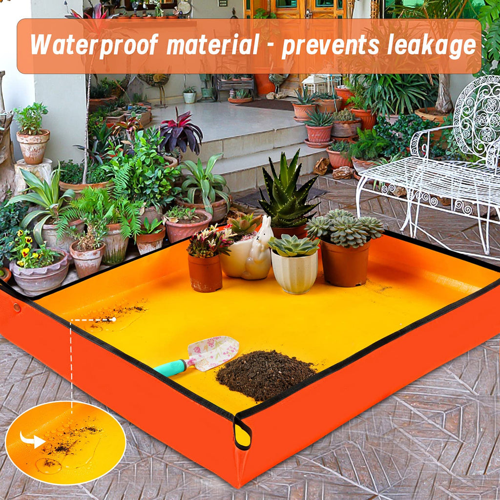 Repotting Mat for Indoor Plant Transplanting Control Mess, 26.8"X26.8" Waterproof Succulent Potting Mat Square Planting Tray Soil Change Mat Gardening Gifts for Plant Lovers