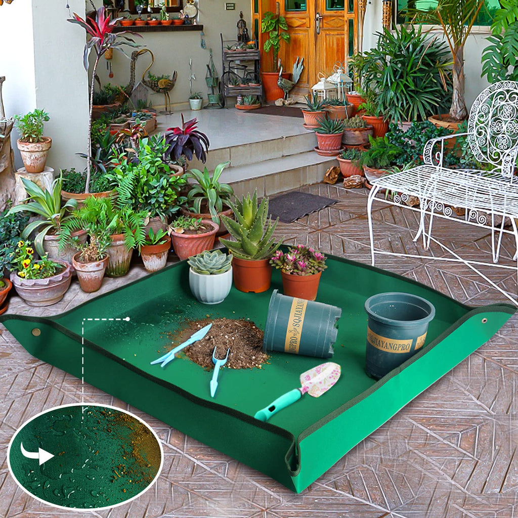 Repotting Mat for Indoor Plant Transplanting Control Mess, 26.8"X26.8" Waterproof Succulent Potting Mat Square Planting Tray Soil Change Mat Gardening Gifts for Plant Lovers