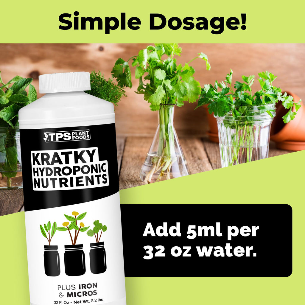 Kratky Hydroponic Fertilizer – Liquid Plant Food for Passive Hydroponics, Strong Roots & Higher Yields, 8 oz