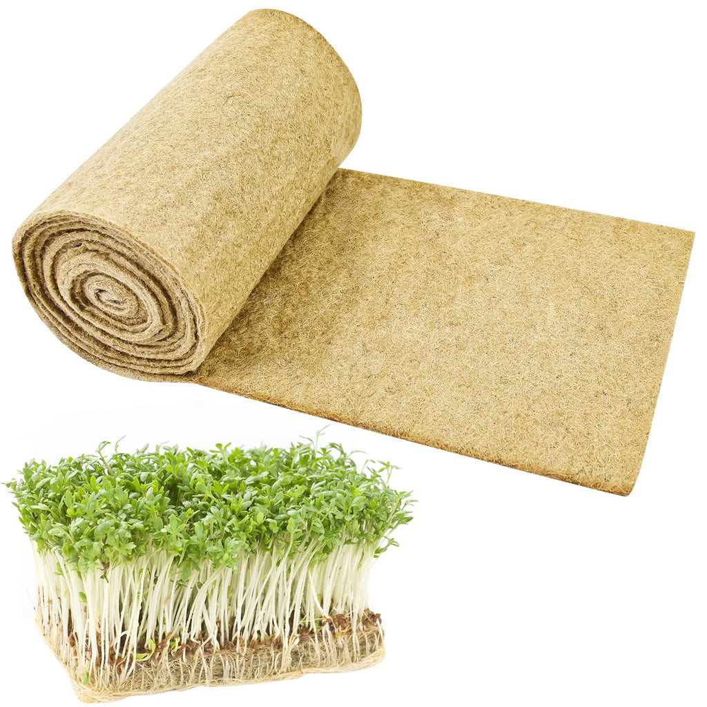 1Roll 10" X 236" Microgreen Growing Mat Hemp Fiber Grow Mats Microgreens Growing Kit Jute Hydroponic Pads Indoor Organic Production for Microgreen Starter Tray Wheatgrass Sprouts