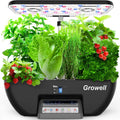 Growell Hydroponics Growing System Kit, 17 Pods Herb Garden with 102 28W Full-Spectrum Grow Lights & 2 Fans, Indoor Garden with Water Pump, 10L Water Tank, Auto Timer, Height Adjustable (Black & Grey)