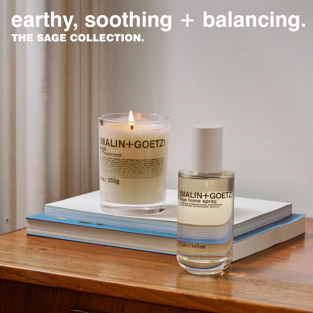 MALIN+GOETZ 9oz Scented Candle | Hand-Poured Soy Wax with Unique Fragrance Blends | Clean-Burning, Vegan & Cruelty-Free | Bergamot, Sage, Otto, Tomato, Strawberry, Cannabis, Dark Rum & Leather