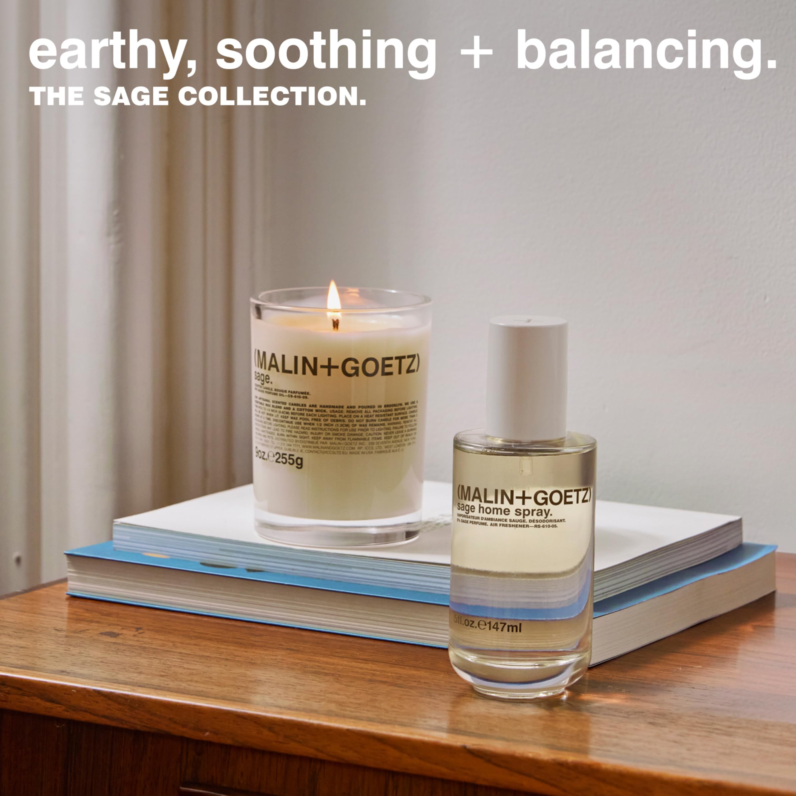 MALIN+GOETZ 9oz Scented Candle | Hand-Poured Soy Wax with Unique Fragrance Blends | Clean-Burning, Vegan & Cruelty-Free | Bergamot, Sage, Otto, Tomato, Strawberry, Cannabis, Dark Rum & Leather