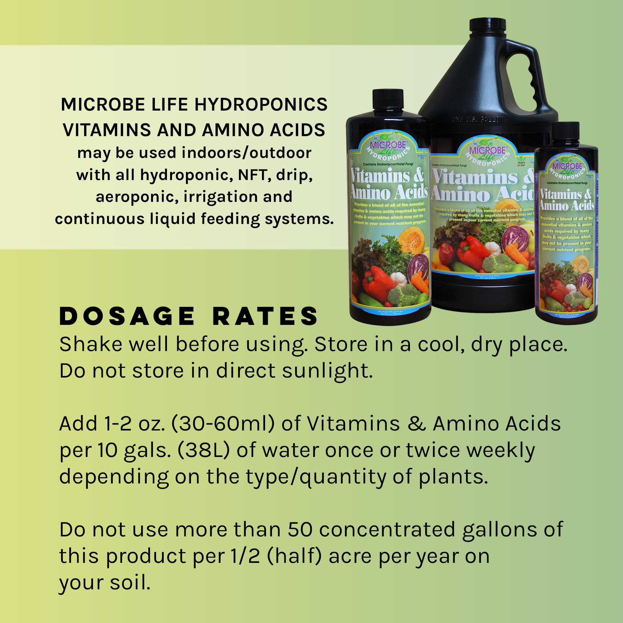 Microbe Life Hydroponics Premium Vitamins & Amino Acids Essential for Maximum Plant Growth and Root Uptake, Use with Any Feeding Systems Including Hydroponics or Soil, 32 Ounces