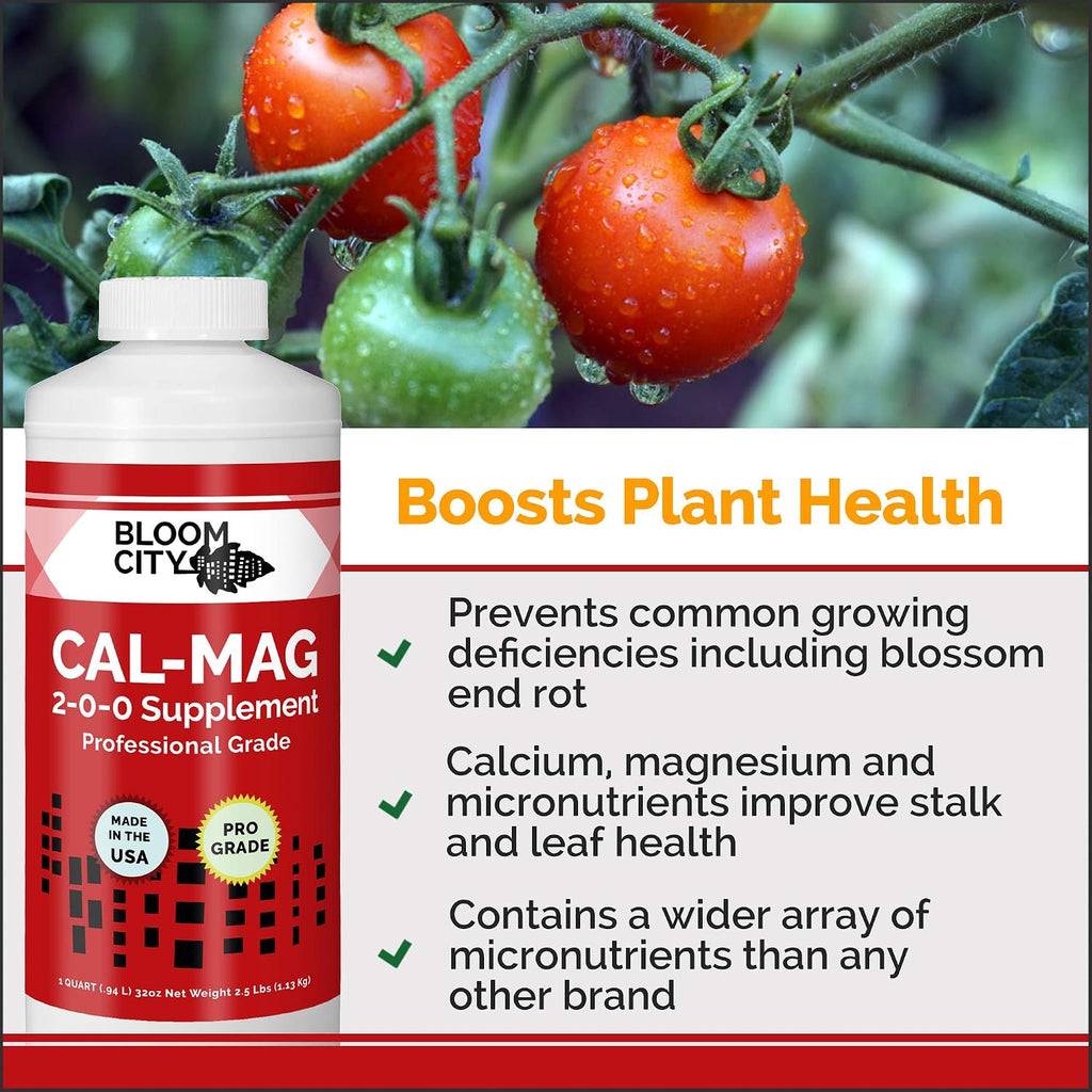 Bloom City Professional Grade Ultra Pure Cal-Mag Fertilizer, (32 oz) | Helps Reduce Blossom End Rot, Corrects Deficiencies, Boost Calcium Uptake, Made for Hydro & Soil, Supports Tomatoes & Peppers