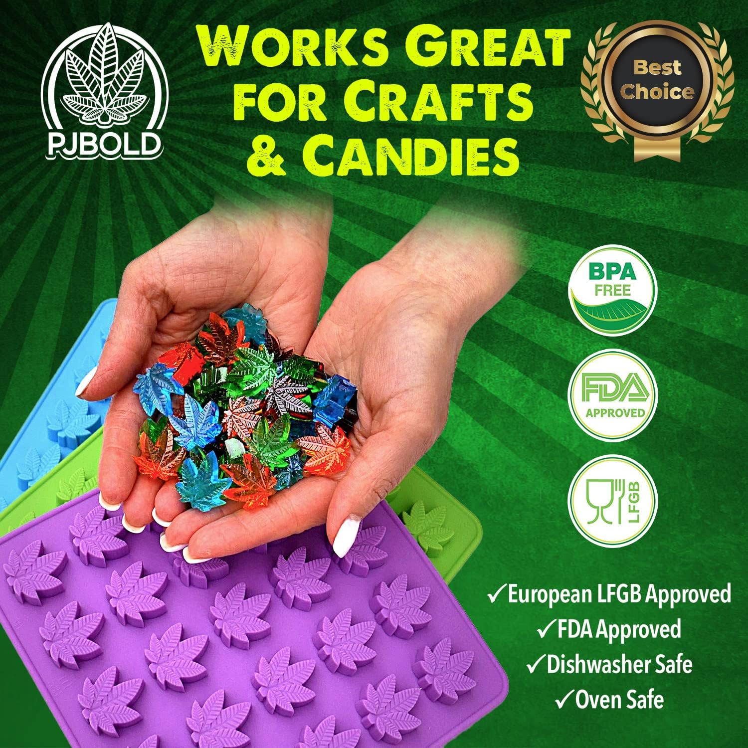 Marijuana Leaf Gummy Molds Silicone Candy Mold Kit - 3 Pack