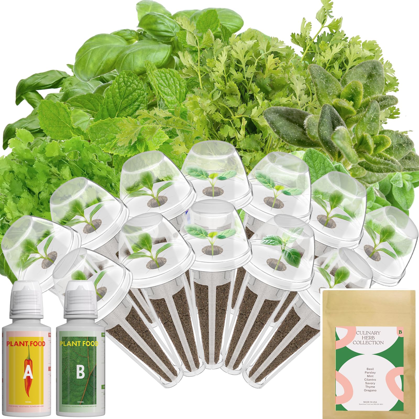 inbloom Hydroponics Herb Seed Pod Kit for AeroGarden, iDoo, Ahopegarden, GARDENCUBE, 7 Pods (350+ Herb Seeds with Basil, Parsley, Mint, Cilantro, Savory, Thyme and Oregano)