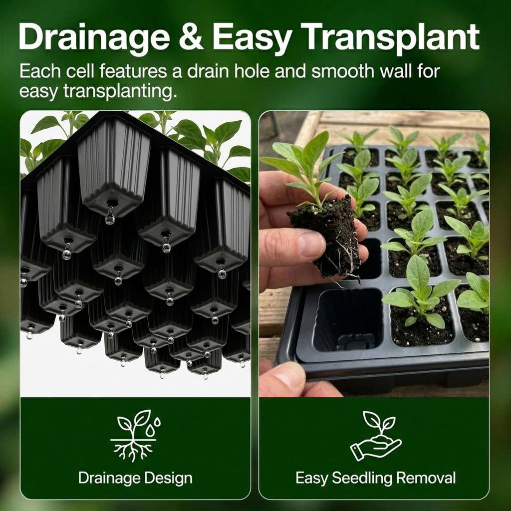 Gardzen 5-Set Seed Starter Tray Kits, Durable Plant Germination Trays with Humidity Vented Domes and Bases, Ideal for Seed Starting, Indoor Gardening, and Greenhouse (Total 200 Cells) | Durable Plant Germination Kit with Humidity Control Domes for Indoor