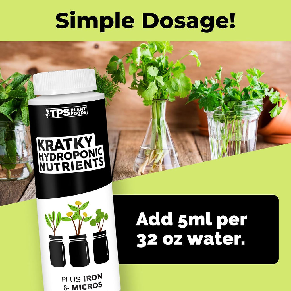 Kratky Hydroponic Fertilizer – Liquid Plant Food for Passive Hydroponics, Strong Roots & Higher Yields, 8 oz