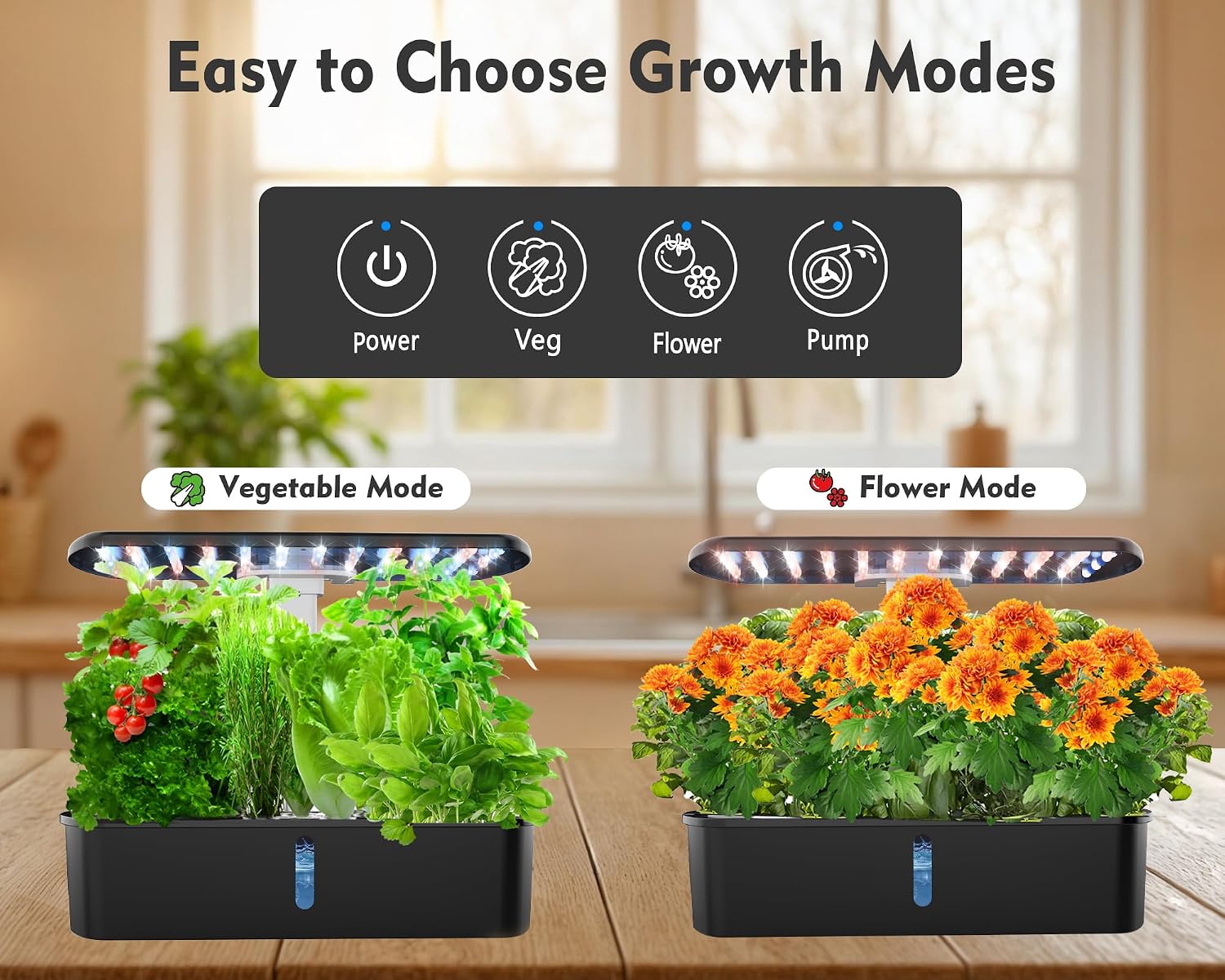 Hydroponics Growing System Kit 12 Pods Indoor Garden, Hydroponic Indoor Herb Garden Kit with Grow Light, Smart in Door Gardening Gifts for Women, Adjustable Height, Auto Timer, Quiet Pump