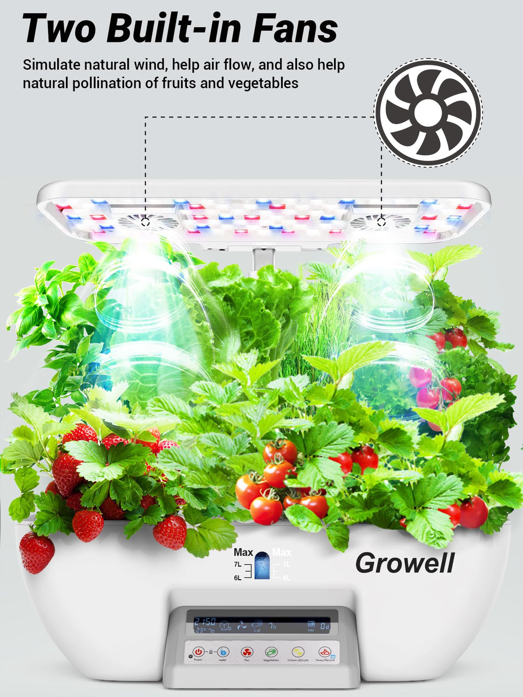 Growell Hydroponics Growing System Kit, 17 Pods Herb Garden with 102 28W Full-Spectrum Grow Lights & 2 Fans, Indoor Garden with Water Pump, 10L Water Tank, Auto Timer, Height Adjustable (Black & Grey)