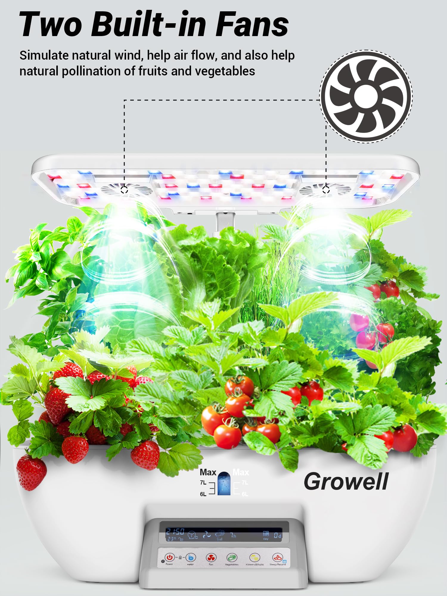 Growell Hydroponics Growing System Kit, 17 Pods Herb Garden with 102 28W Full-Spectrum Grow Lights & 2 Fans, Indoor Garden with Water Pump, 10L Water Tank, Auto Timer, Height Adjustable (Black & Grey)
