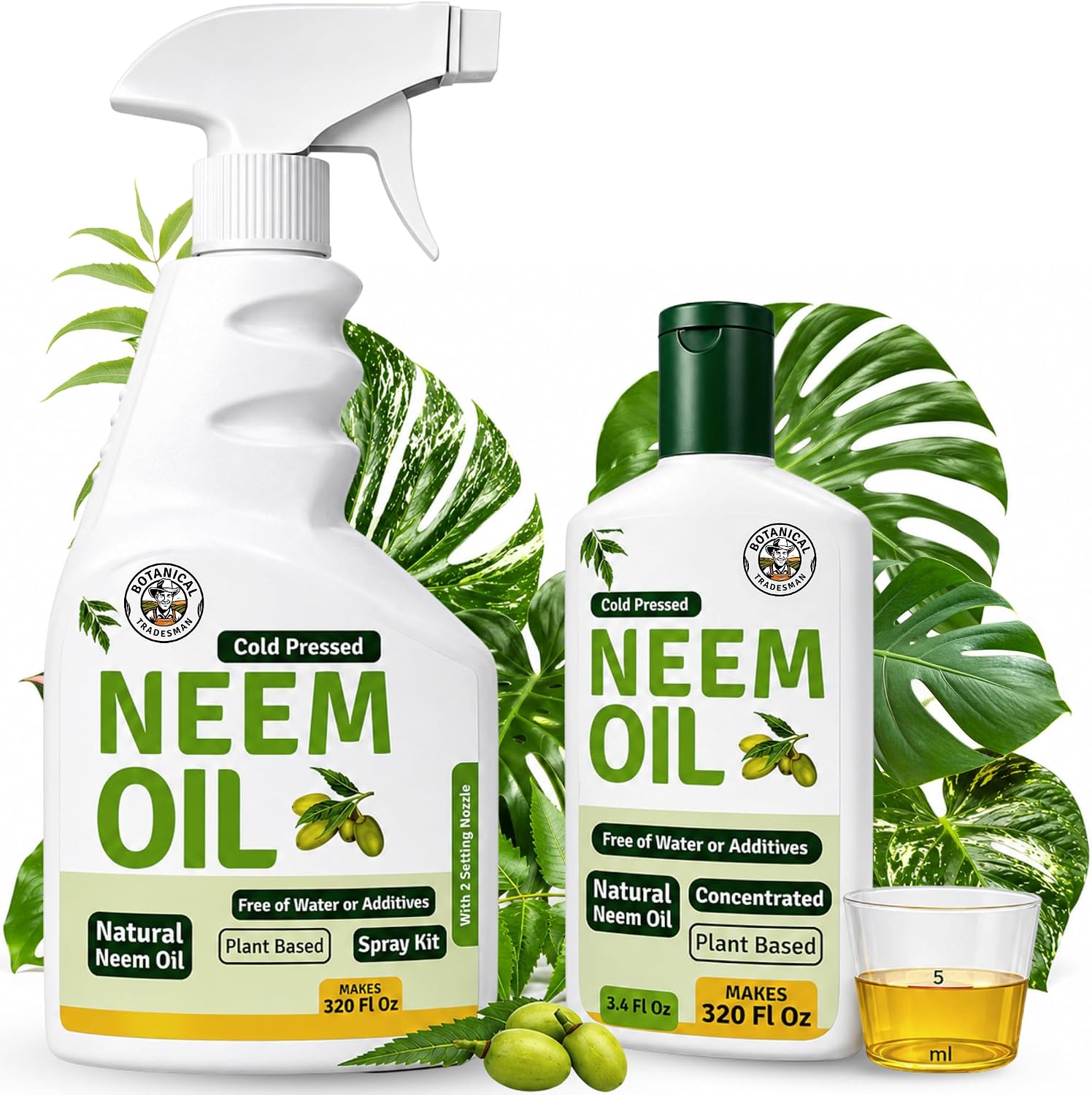 Neem Oil Spray for Plants (Makes 320 Fl Oz)- Pure Cold Pressed Neem Oil | Indoor & Outdoor