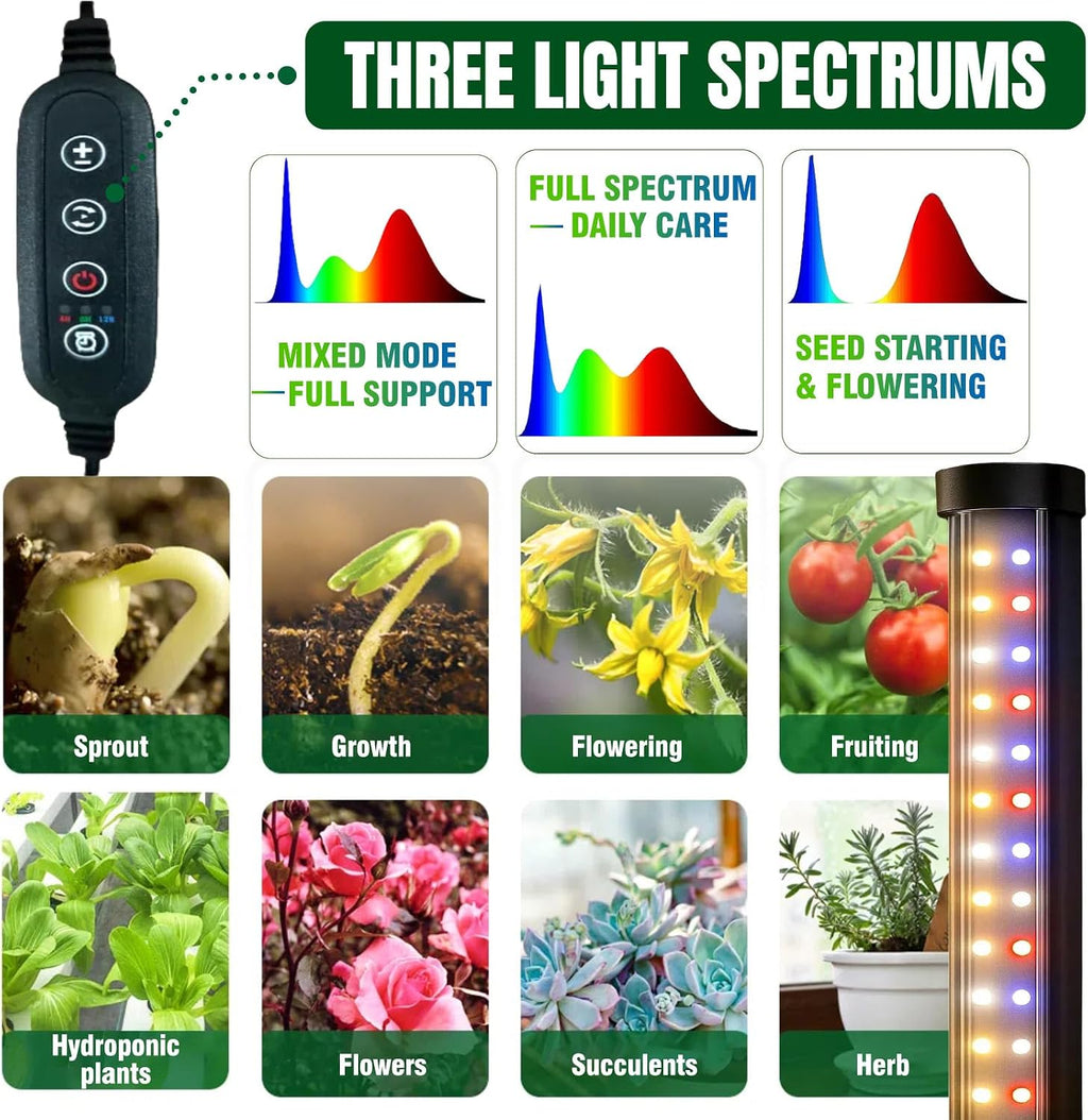 36W Standing Grow Light for Indoor Plants, 65'' Adjustable Tall Grow Light with Stand, 3 Light Modes & 10 Dimmable Levels, Floor Grow Light with Timer for Large Indoor Plants, Herbs, Corners