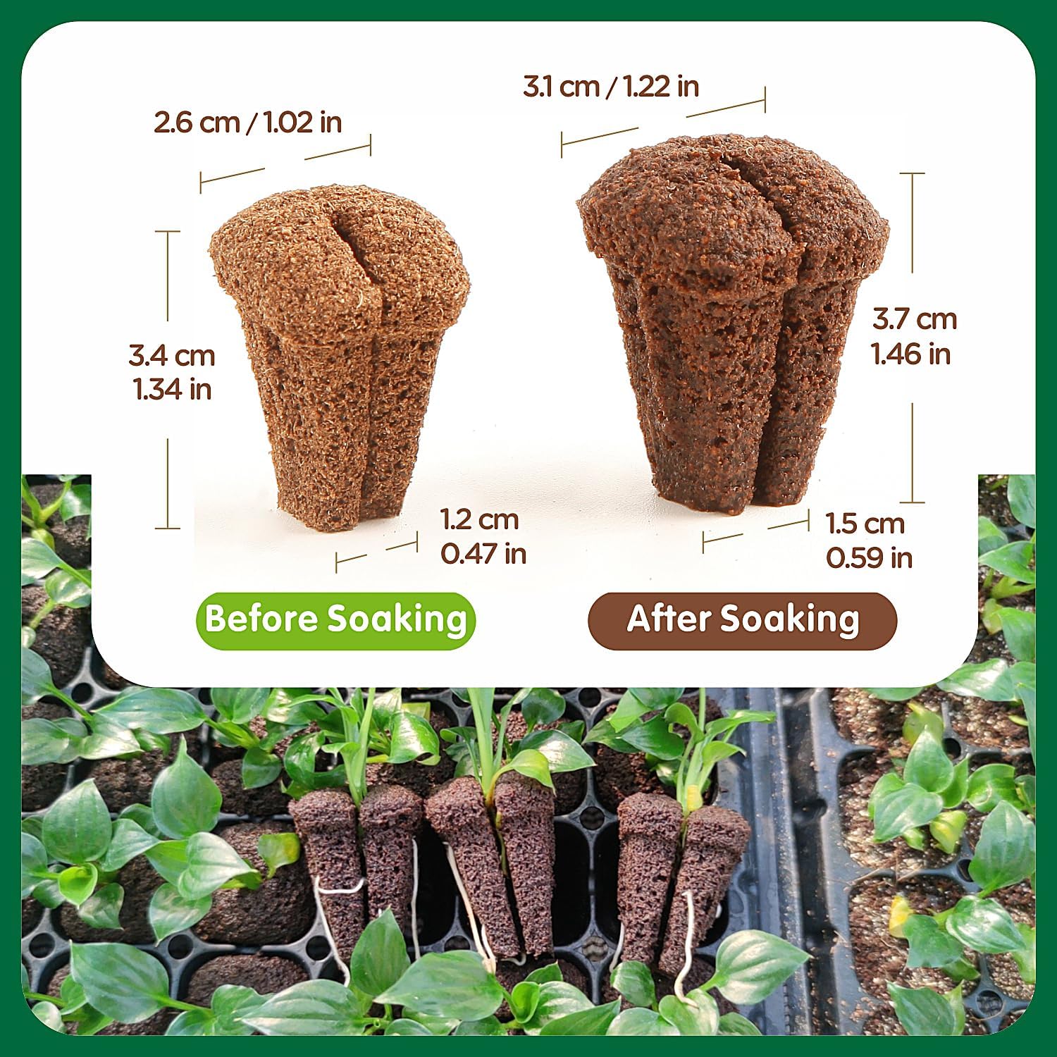150PCS Seed Starter Plugs, Expandable Grow Sponges Compatible with 105 & 128 Cell Nursery Trays, Breathable Grow Media for Seed Starting, Hydroponics, Indoor Gardening & Plant Propagation