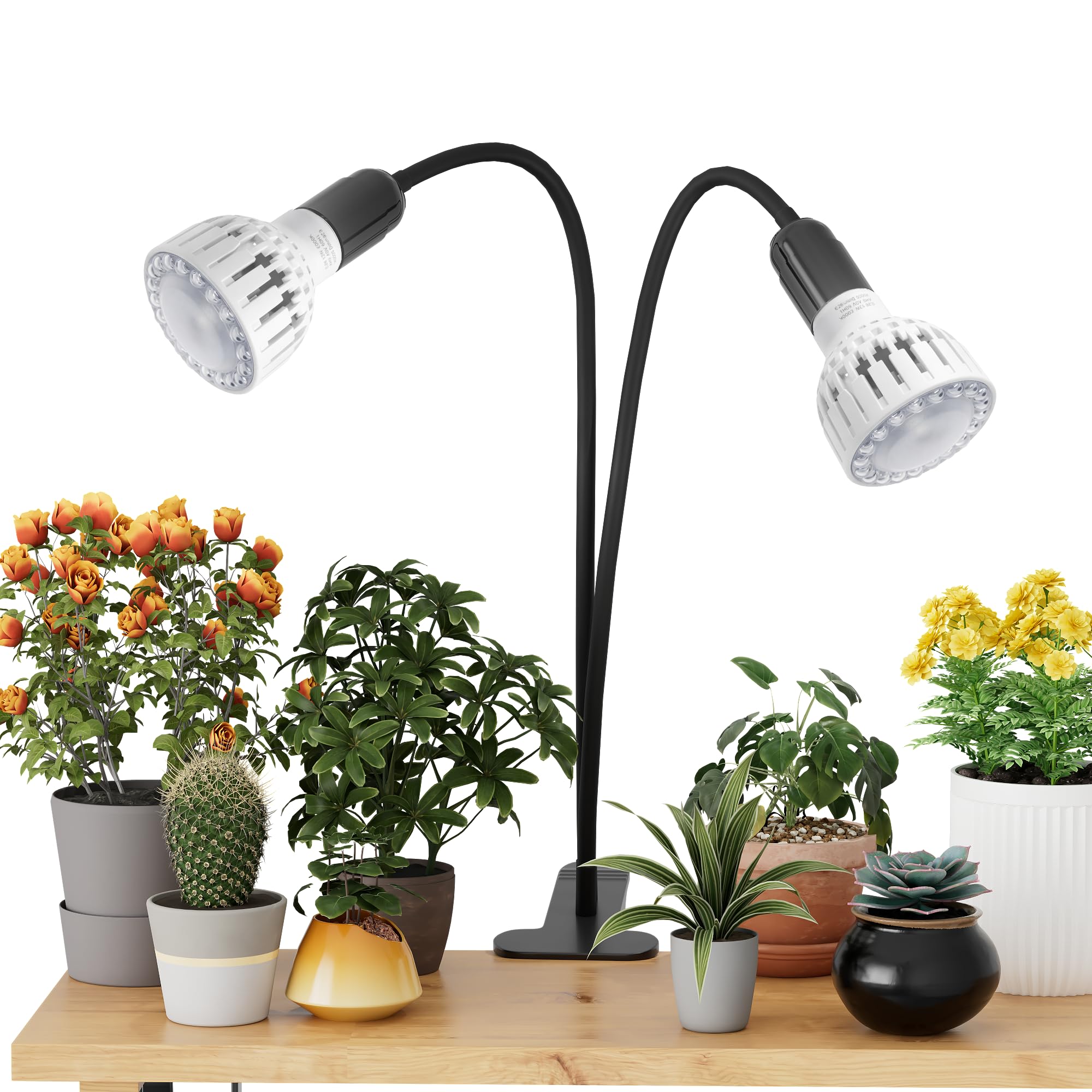 Grow Light,24W (160Watts Equiv) 5000K White Full Spectrum LED Growing Lamp Clip on Desk for Indoor Plants,Bulbs Replaceable & Non-dimmable (Black, 80Watts)