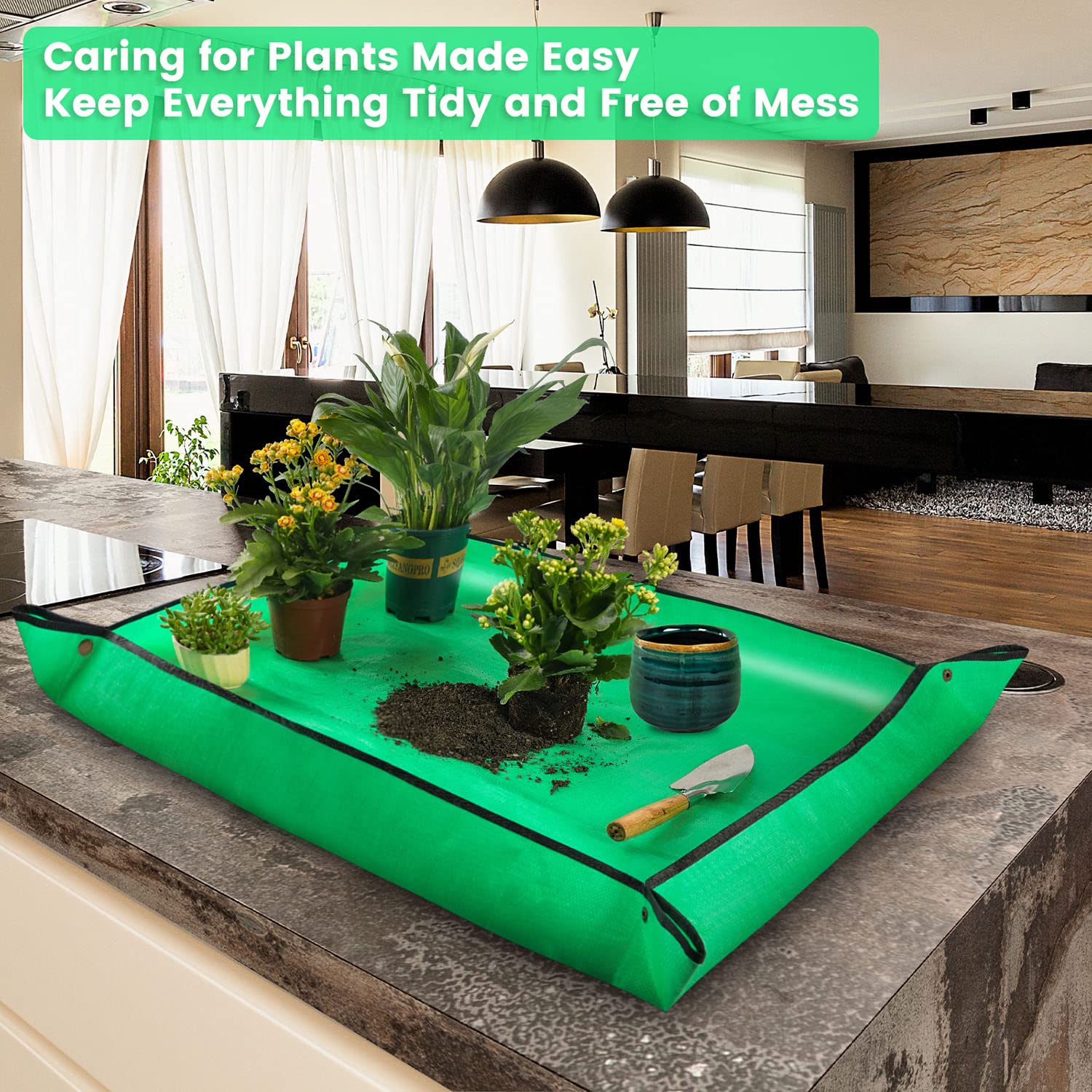Repotting Mat for Indoor Plant Transplanting Control Mess, 26.8"X26.8" Waterproof Succulent Potting Mat Square Planting Tray Soil Change Mat Gardening Gifts for Plant Lovers