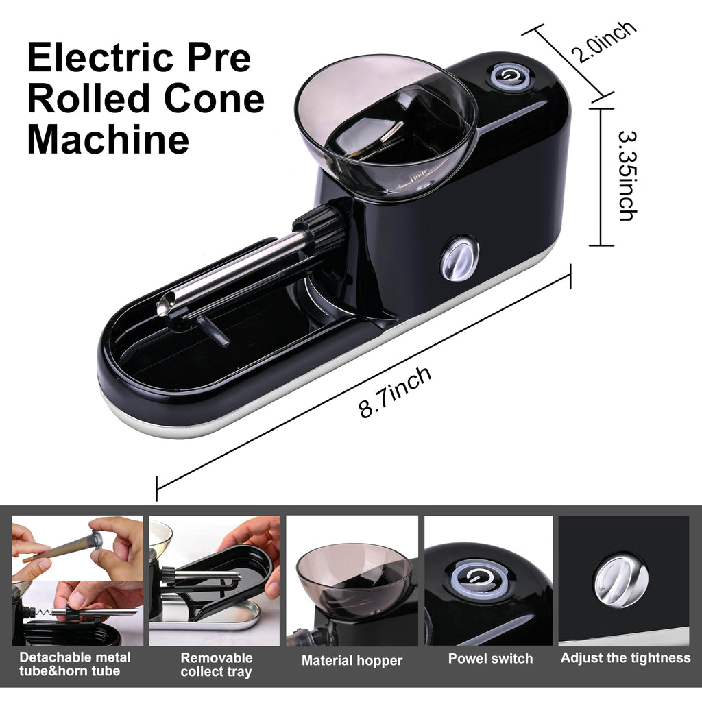 Electric Cigarette/Cone Rolling Machine Set with Manual Sipce Grinder,Automatic Cone Loader with LED Light, Portable Grinder Tobacco Injector Maker for King Size Pre Rolled Cone