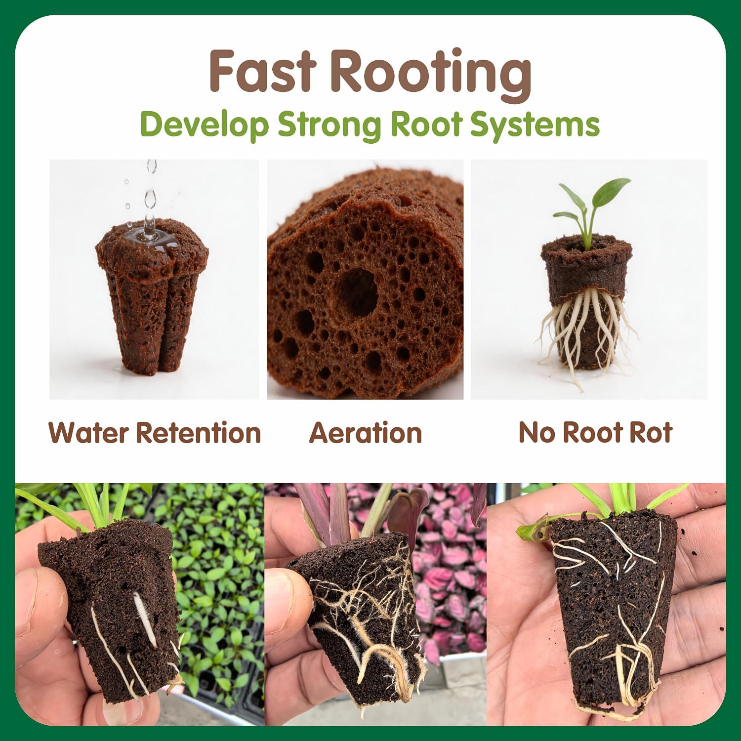 150PCS Seed Starter Plugs, Expandable Grow Sponges Compatible with 105 & 128 Cell Nursery Trays, Breathable Grow Media for Seed Starting, Hydroponics, Indoor Gardening & Plant Propagation