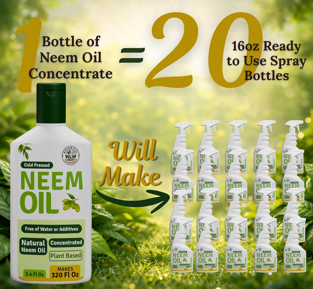 Neem Oil Spray for Plants (Makes 320 Fl Oz)- Pure Cold Pressed Neem Oil | Indoor & Outdoor