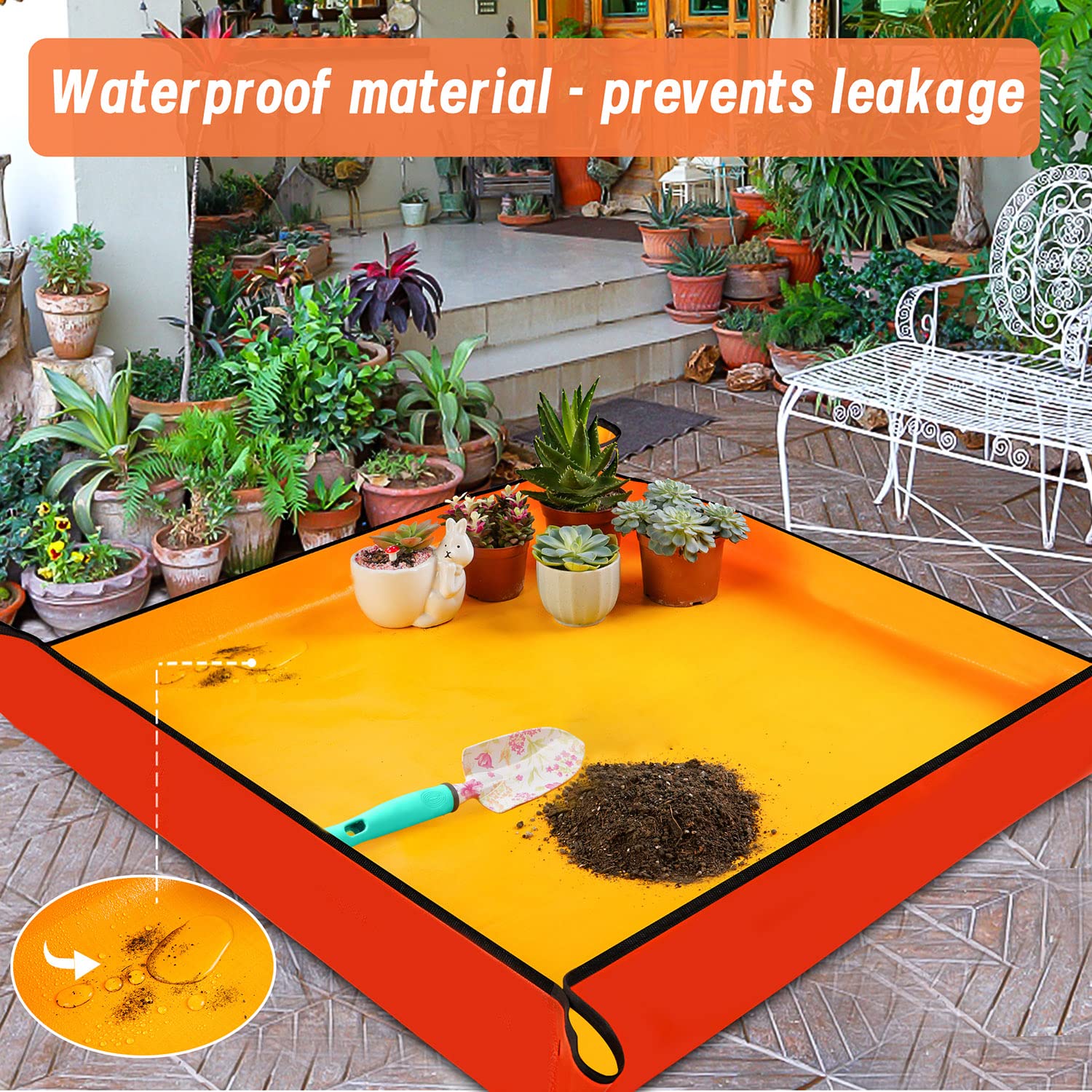 Repotting Mat for Indoor Plant Transplanting Control Mess, 26.8"X26.8" Waterproof Succulent Potting Mat Square Planting Tray Soil Change Mat Gardening Gifts for Plant Lovers