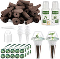 Tigvio 126 Piece Hydroponic Pods Kit | Grow Anything with 30 Grow Sponges, 30 Baskets, 30 Domes, 30 Labels, 4 A&B Plant Food, 1 Tweezer