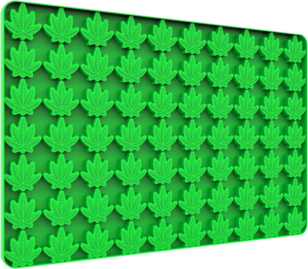 Leaf Silicone Molds For Chocolate Gummy Candy, Leaf Wax Melts Molds with Scraper (70 Cavities, Green)