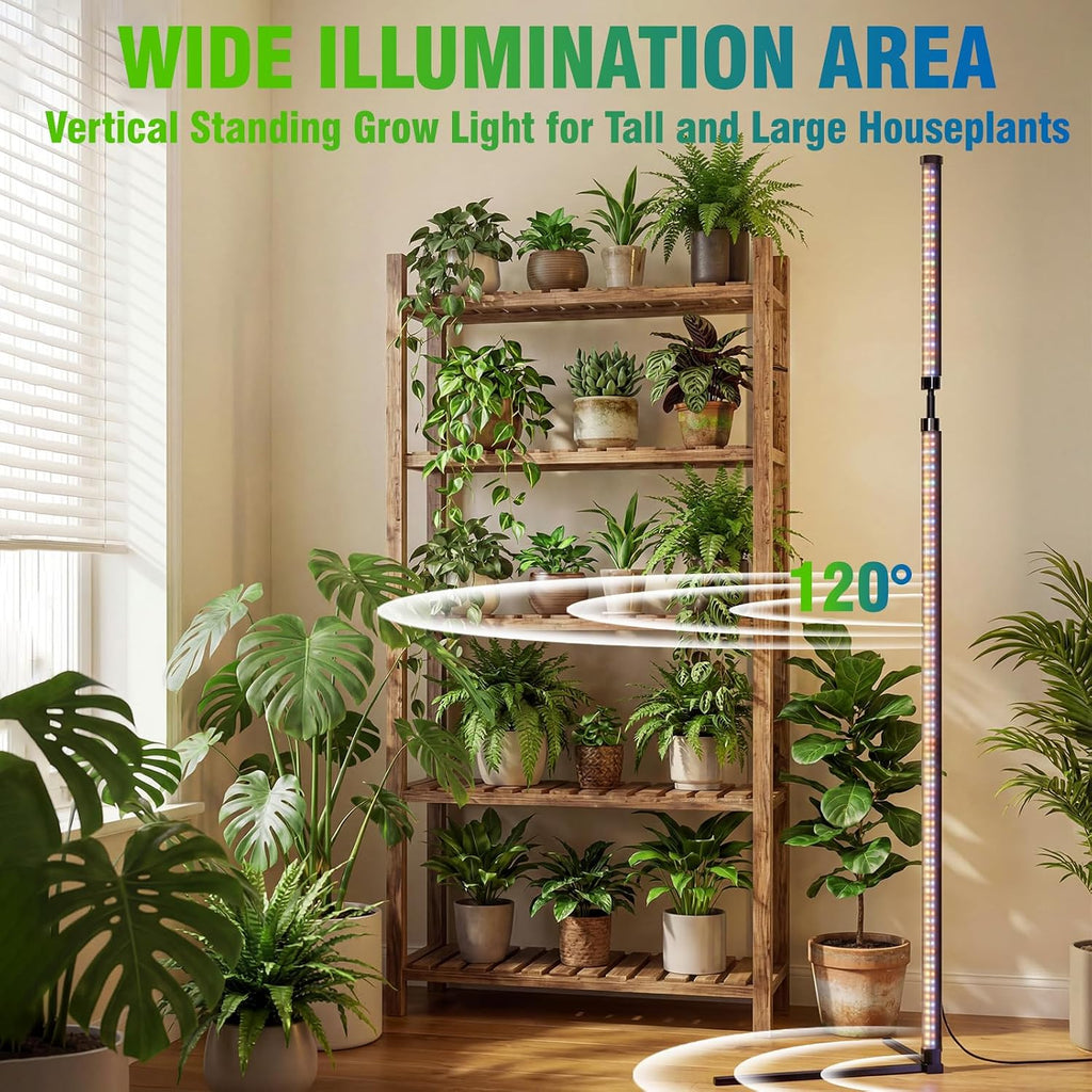 36W Standing Grow Light for Indoor Plants, 65'' Adjustable Tall Grow Light with Stand, 3 Light Modes & 10 Dimmable Levels, Floor Grow Light with Timer for Large Indoor Plants, Herbs, Corners