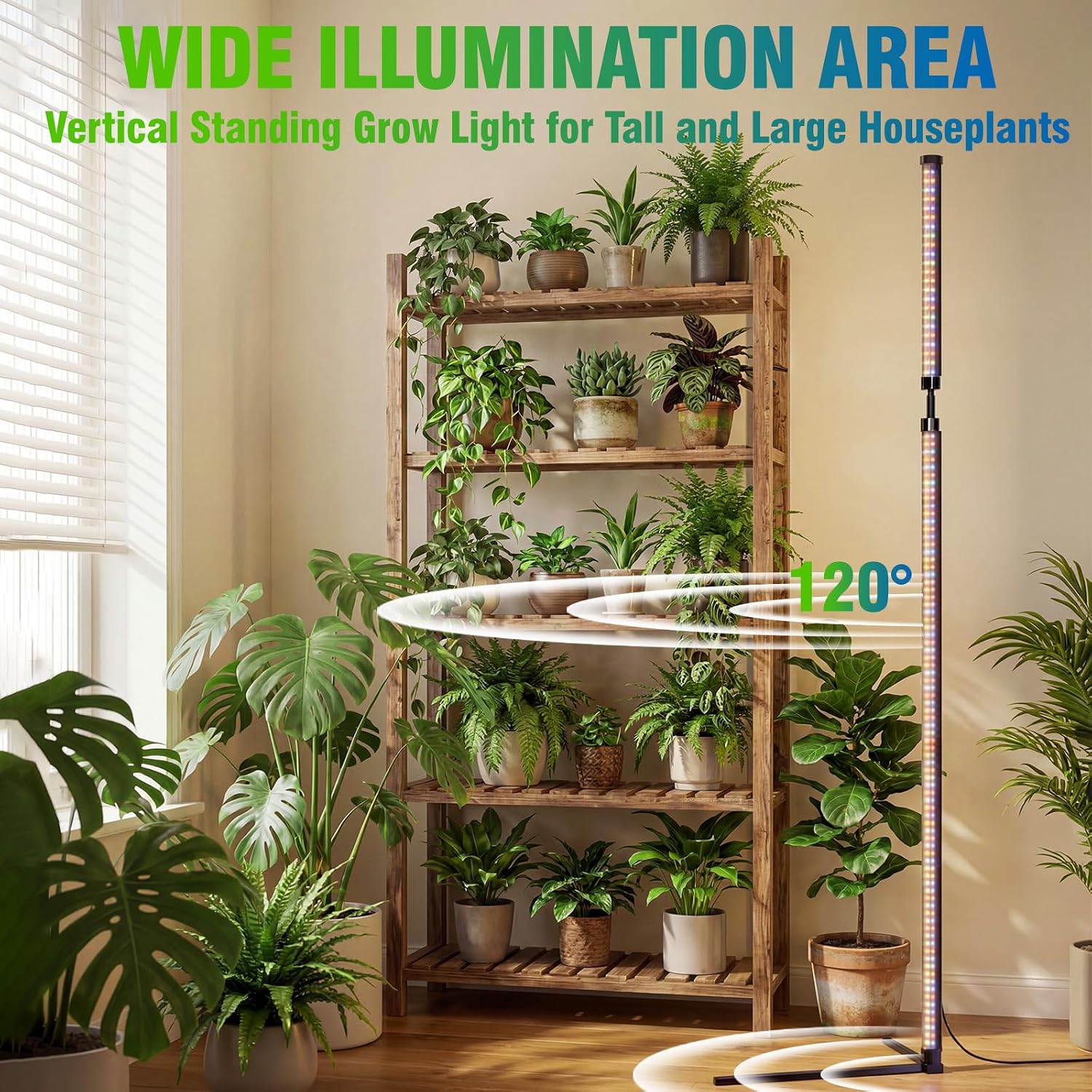 36W Standing Grow Light for Indoor Plants, 65'' Adjustable Tall Grow Light with Stand, 3 Light Modes & 10 Dimmable Levels, Floor Grow Light with Timer for Large Indoor Plants, Herbs, Corners