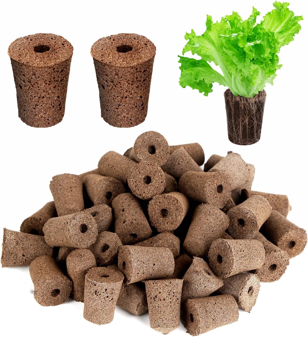 70 Count Hydroponic Grow Sponges, Pre-Drilled Seed Starter Plugs | Hydroponic Refill Pods for Starting Seeds, Herbs, Lettuce and Cuttings in Compatible Indoor Hydroponic Growing Systems.