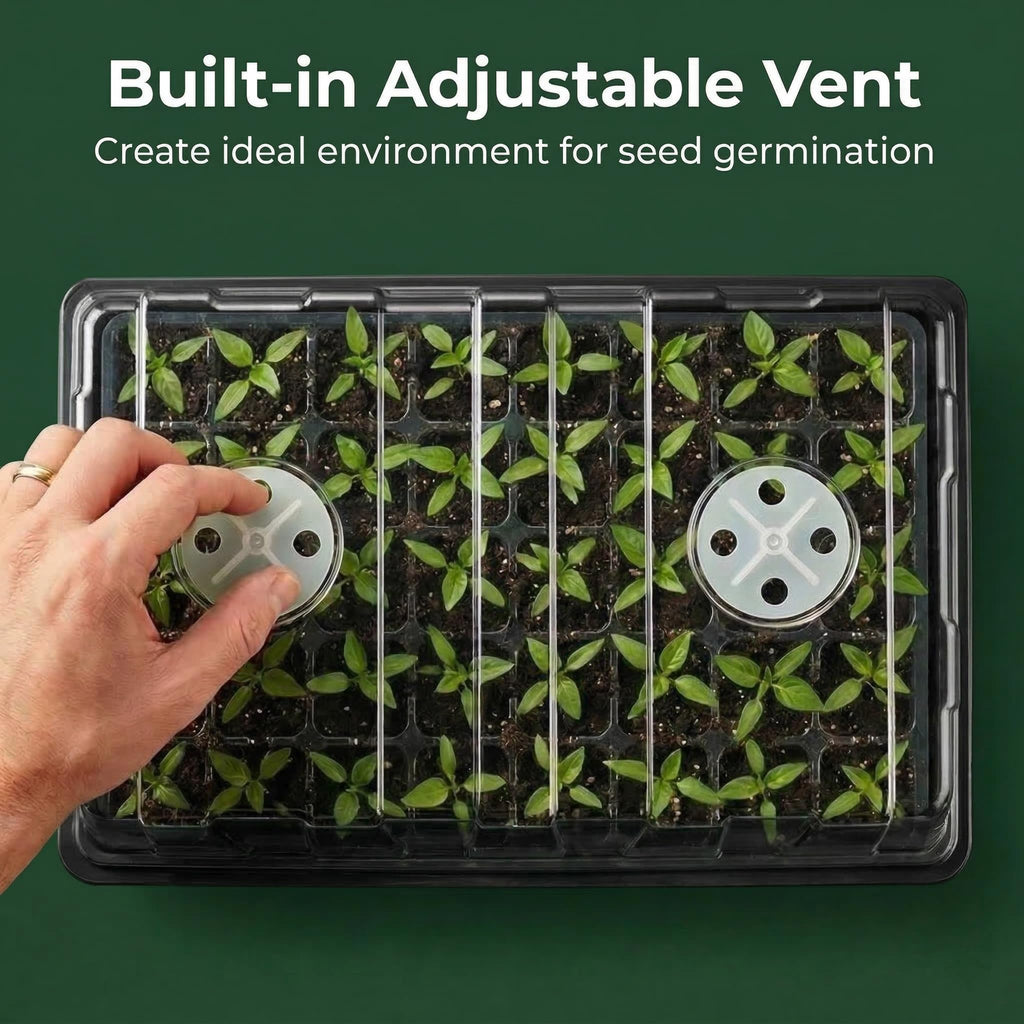 Gardzen 5-Set Seed Starter Tray Kits, Durable Plant Germination Trays with Humidity Vented Domes and Bases, Ideal for Seed Starting, Indoor Gardening, and Greenhouse (Total 200 Cells) | Durable Plant Germination Kit with Humidity Control Domes for Indoor