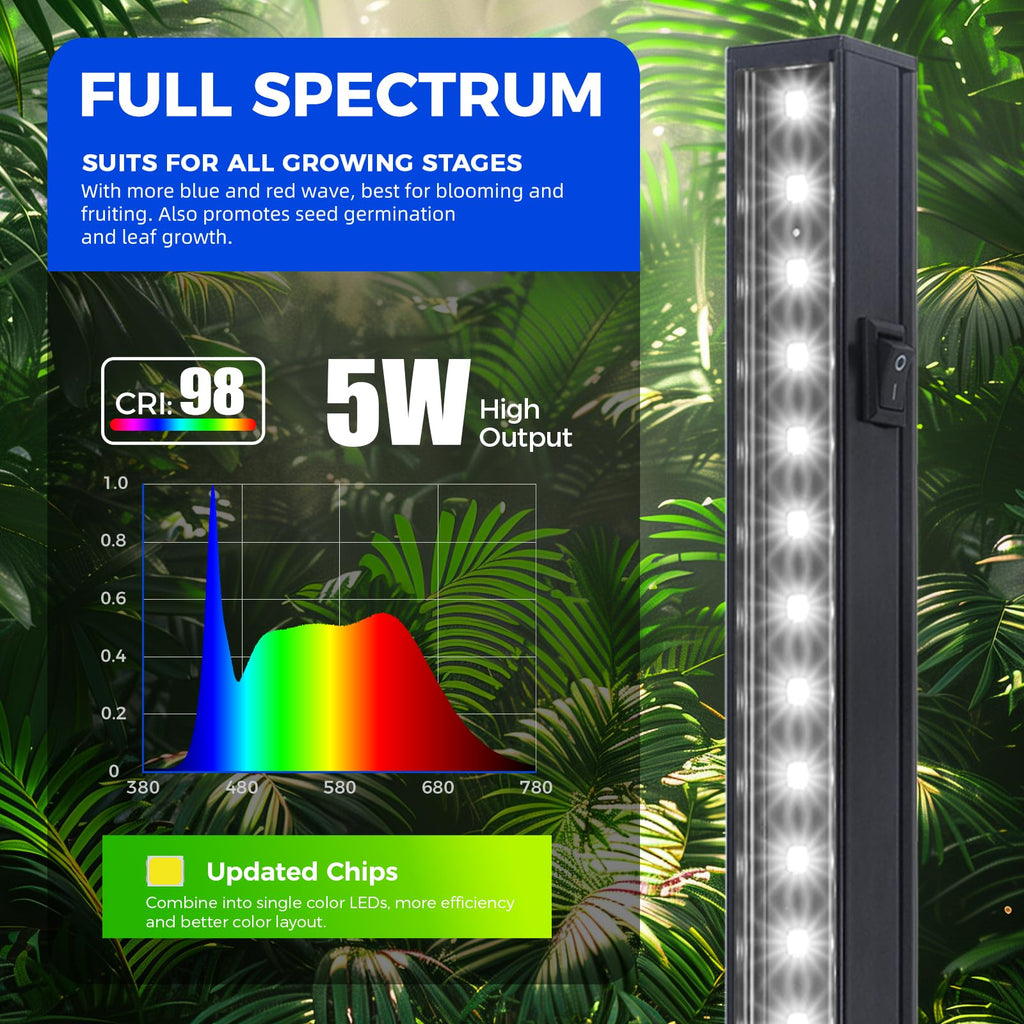 Barrina Grow Lights for Indoor Plant, T5 1FT Full Spectrum, Yellow, 4 Packs | Black Cover LED Grow Light Strips, Linkable, Plant Light for Indoor Plants Growing, 3 Mounting Modes, Separate On/Off