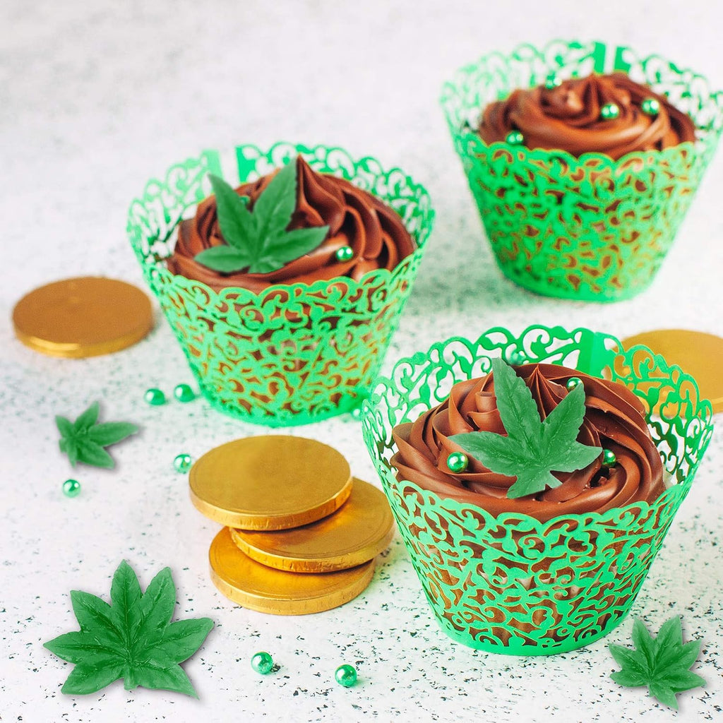 Patelai 2 Pieces Weed Leaf Cake Mold Pot Leaves Silicone Mold for Weed Leaf Theme Cake Decoration, Chocolate Gummy Candy Brownies Polymer Clay Cookie Sugar Craft(Gray)