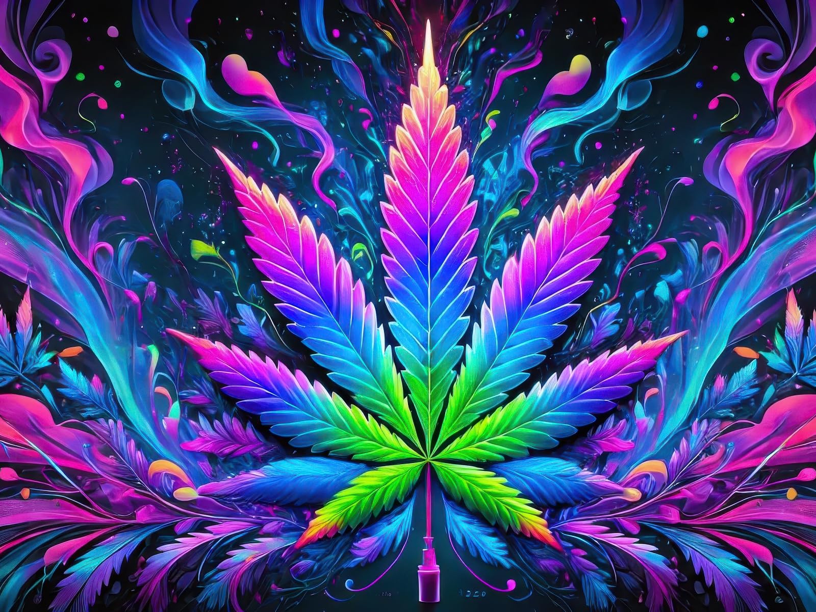 BlissYard Blacklight Tapestry Cannabis Leaf Bedroom Decor 78 x 59 Inch | Cannabis Leaf UV Wall Hanging Smoking Neon Backdrop for Bedroom Party Dorm Style