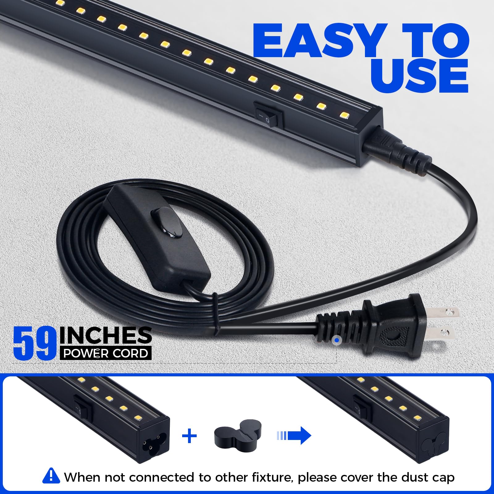Barrina Grow Lights for Indoor Plant, T5 1FT Full Spectrum, Yellow, 4 Packs | Black Cover LED Grow Light Strips, Linkable, Plant Light for Indoor Plants Growing, 3 Mounting Modes, Separate On/Off