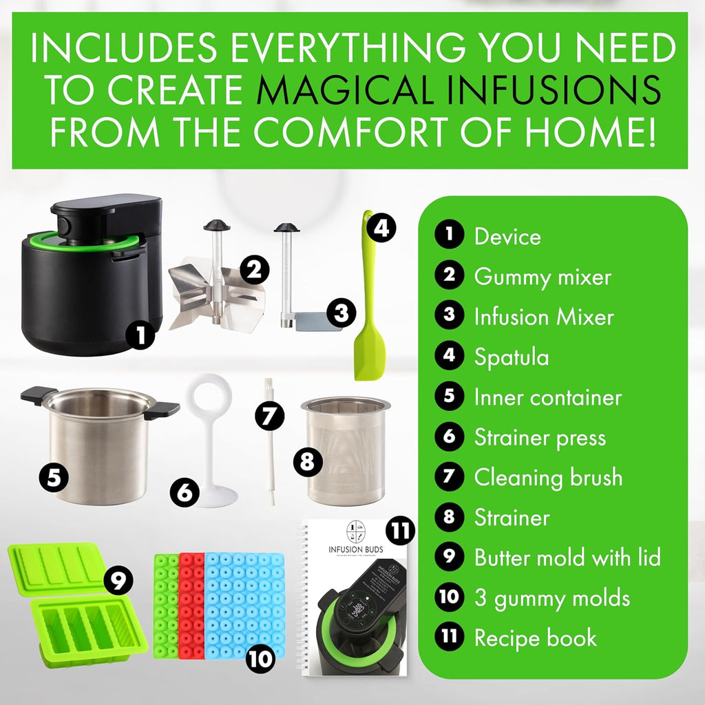3-in-1 Decarboxylator, Oil Infuser Machine, Gummy & Magic Butter Maker Kit | Decarb Herbs, Infuse Oils Butters & Tinctures, Mix Gummies, 3-in-1 Infusion Buds Kit Includes Recipe Book and All Accessories