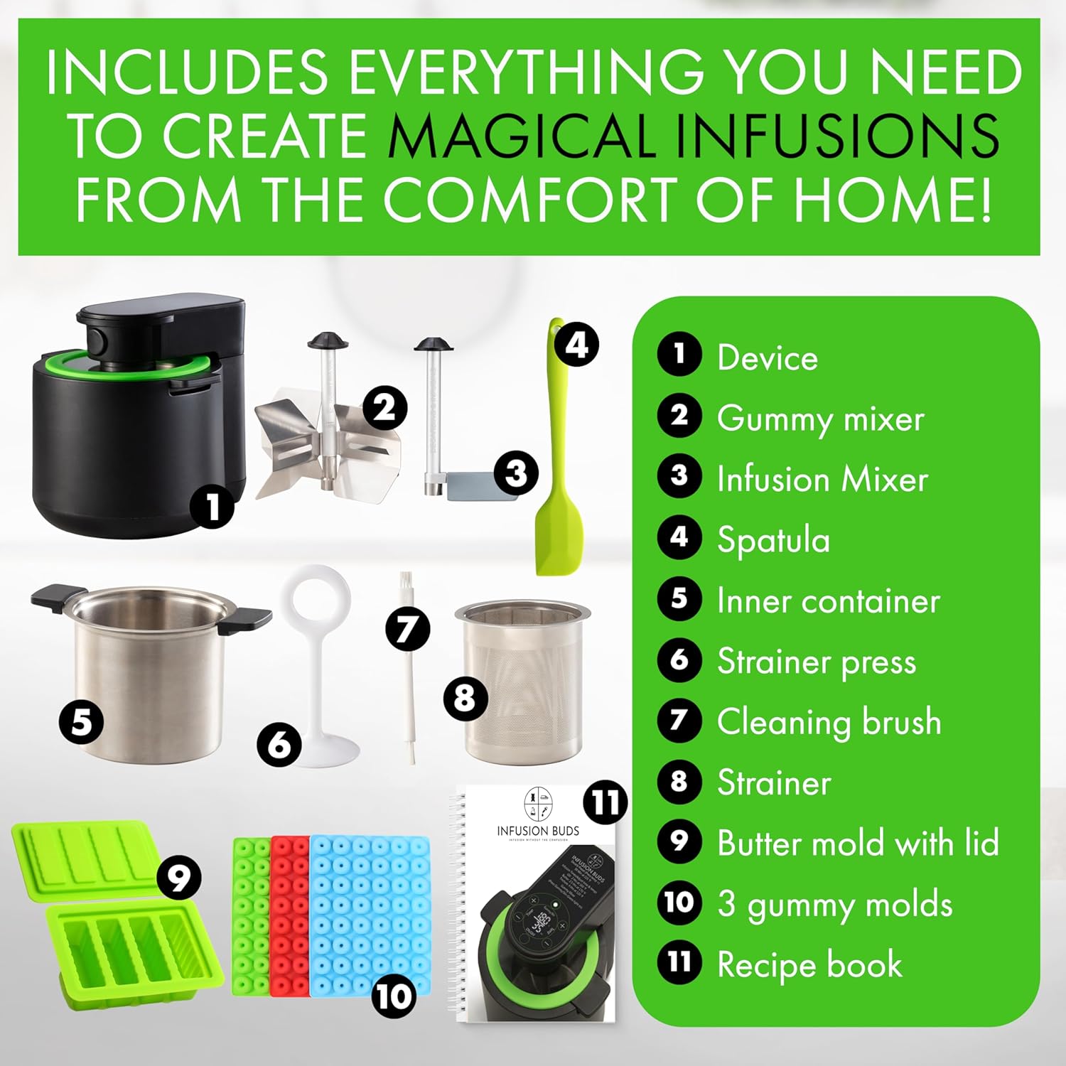 3-in-1 Decarboxylator, Oil Infuser Machine, Gummy & Magic Butter Maker Kit | Decarb Herbs, Infuse Oils Butters & Tinctures, Mix Gummies, 3-in-1 Infusion Buds Kit Includes Recipe Book and All Accessories