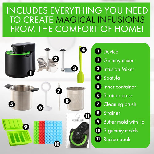 3-in-1 Decarboxylator, Oil Infuser Machine, Gummy & Magic Butter Maker Kit | Decarb Herbs, Infuse Oils Butters & Tinctures, Mix Gummies, 3-in-1 Infusion Buds Kit Includes Recipe Book and All Accessories