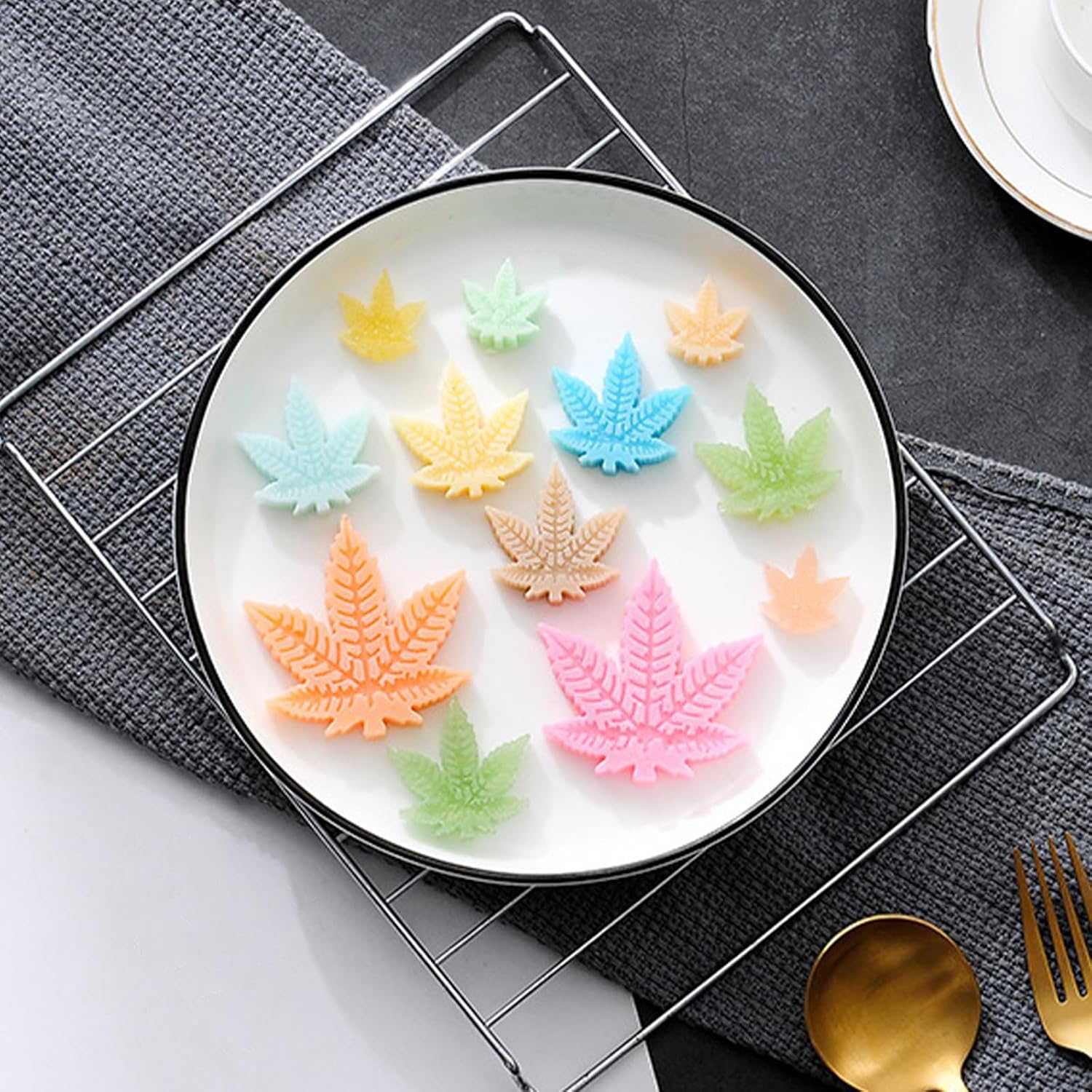 Leaf Silicone Mold for Chocolate Candy Soap Gummy | 12-Cavity Tray, 20.4 x 14.9 cm, Maple Leaf Shape, For Baking & Crafts, Pack of 2