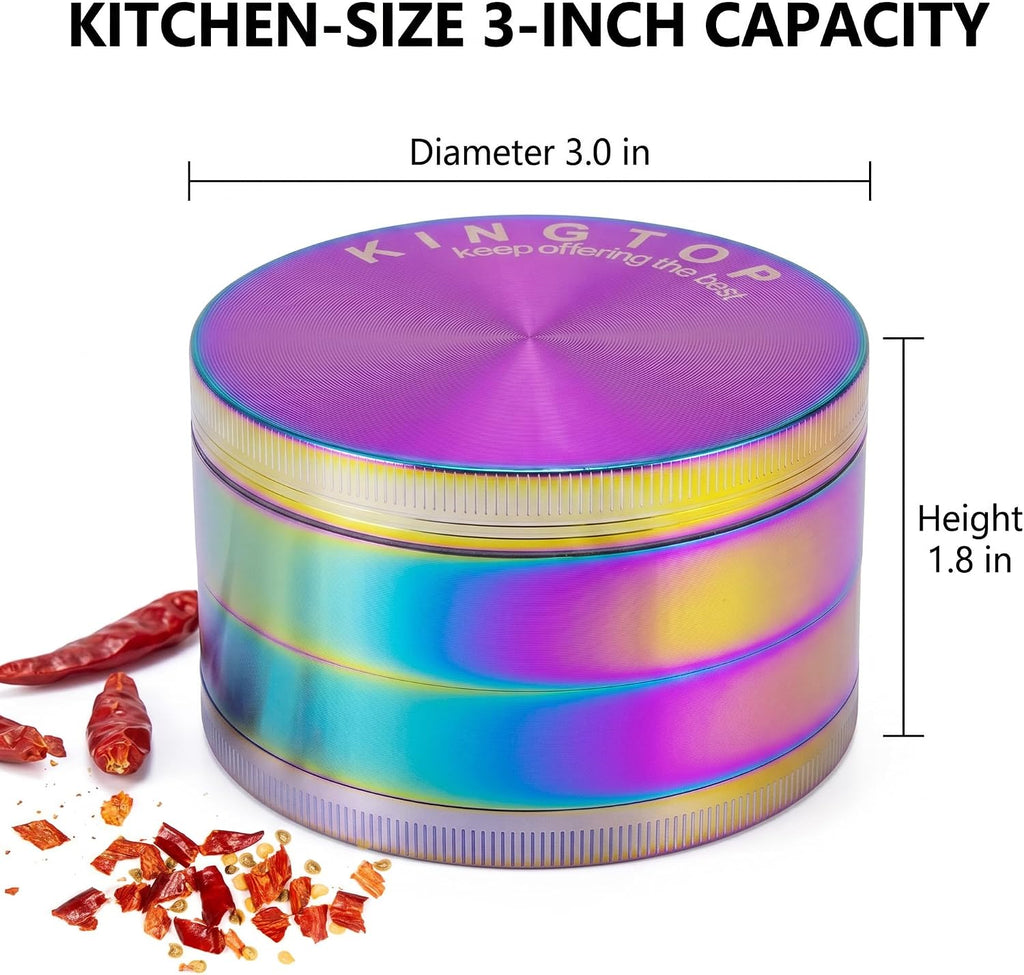 KINGTOP 3 Inch Large Grinder, Zinc Alloy Mills (Colorful)